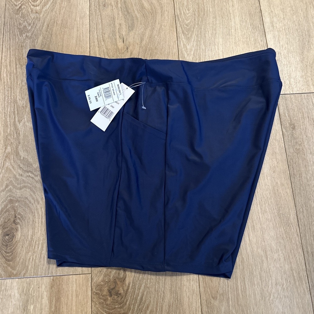 Del Raya Swimwear Women's Plus Size‎ 24W Navy Blue Swim Shorts NEW